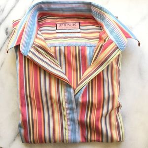 THOMAS PINK Cotton Striped Button-Down Shirt